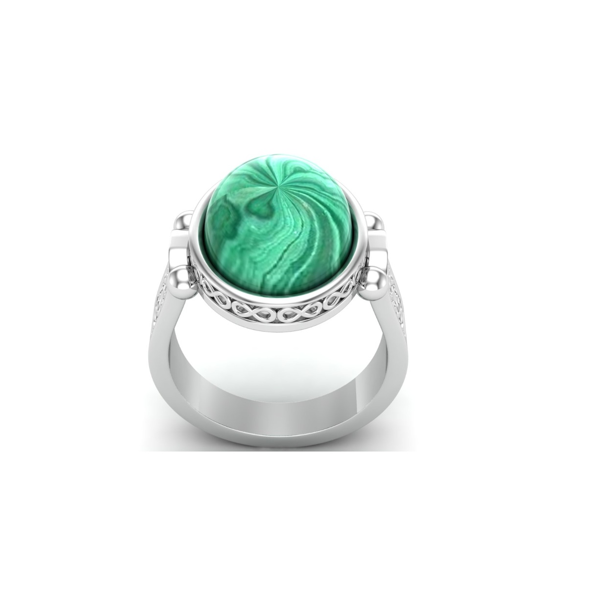 Bague malachite argent Augusto chevalière